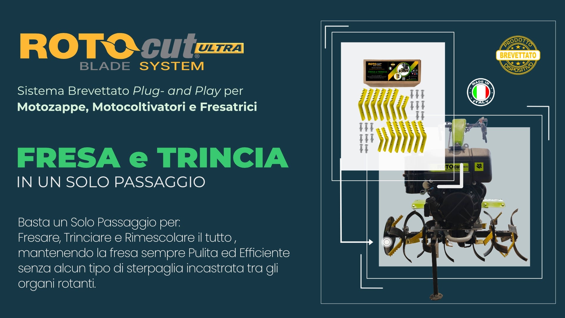 KIT ROTOCUT ULTRA PER MOTOZAPPA CON ZAPPETTE FORO 10mm